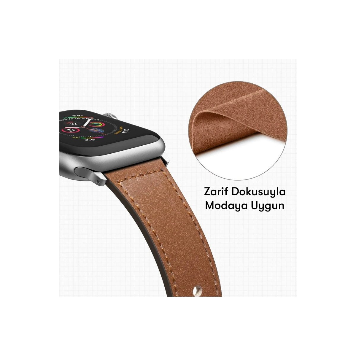 Evimdeyokyok Apple Watch 38Mm Kr415 Luaz Deri Kordon (Saat Değildir) - Pembe