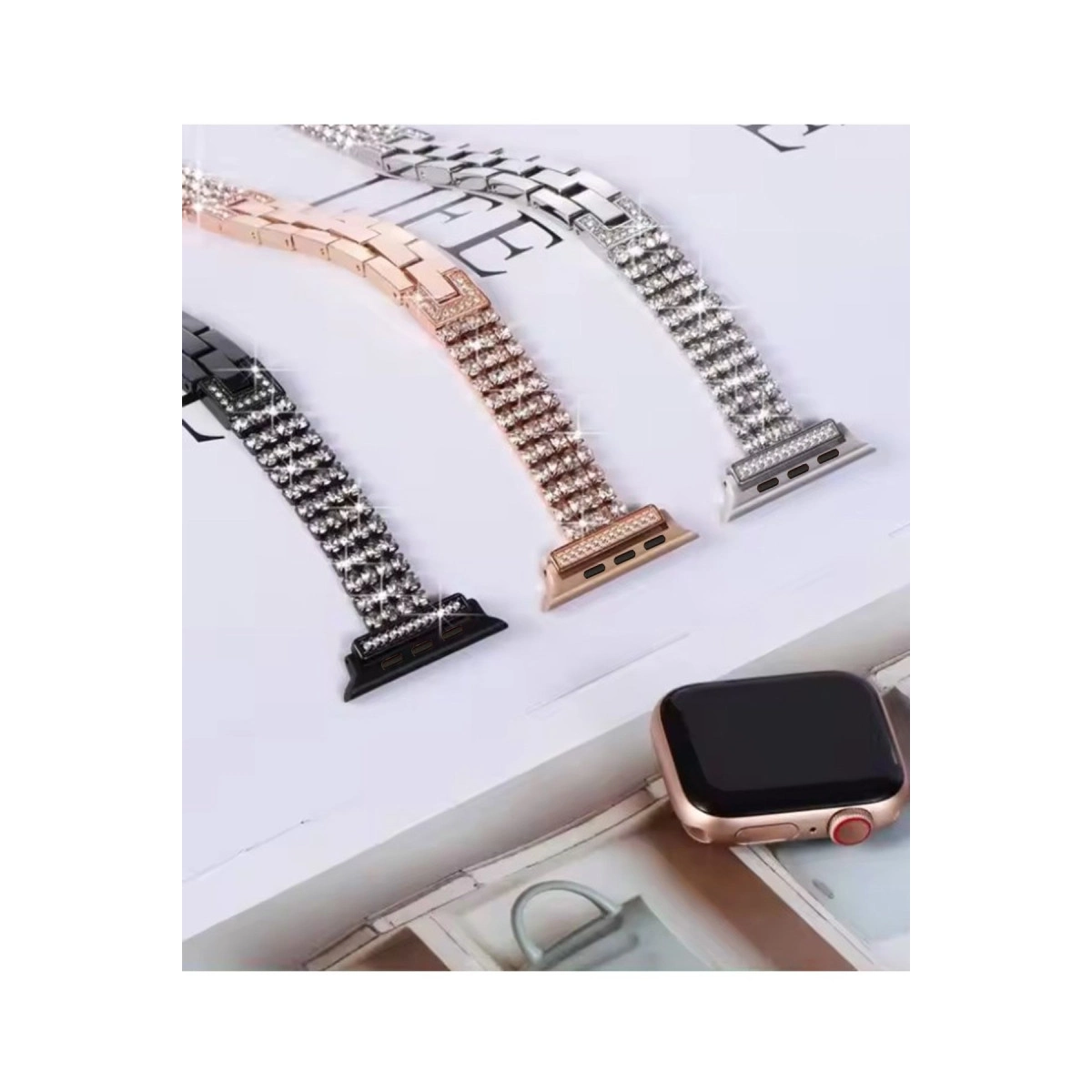 Evimdeyokyok Apple Watch 38Mm Live Taşlı Kordon (Saat Değildir) - Gold