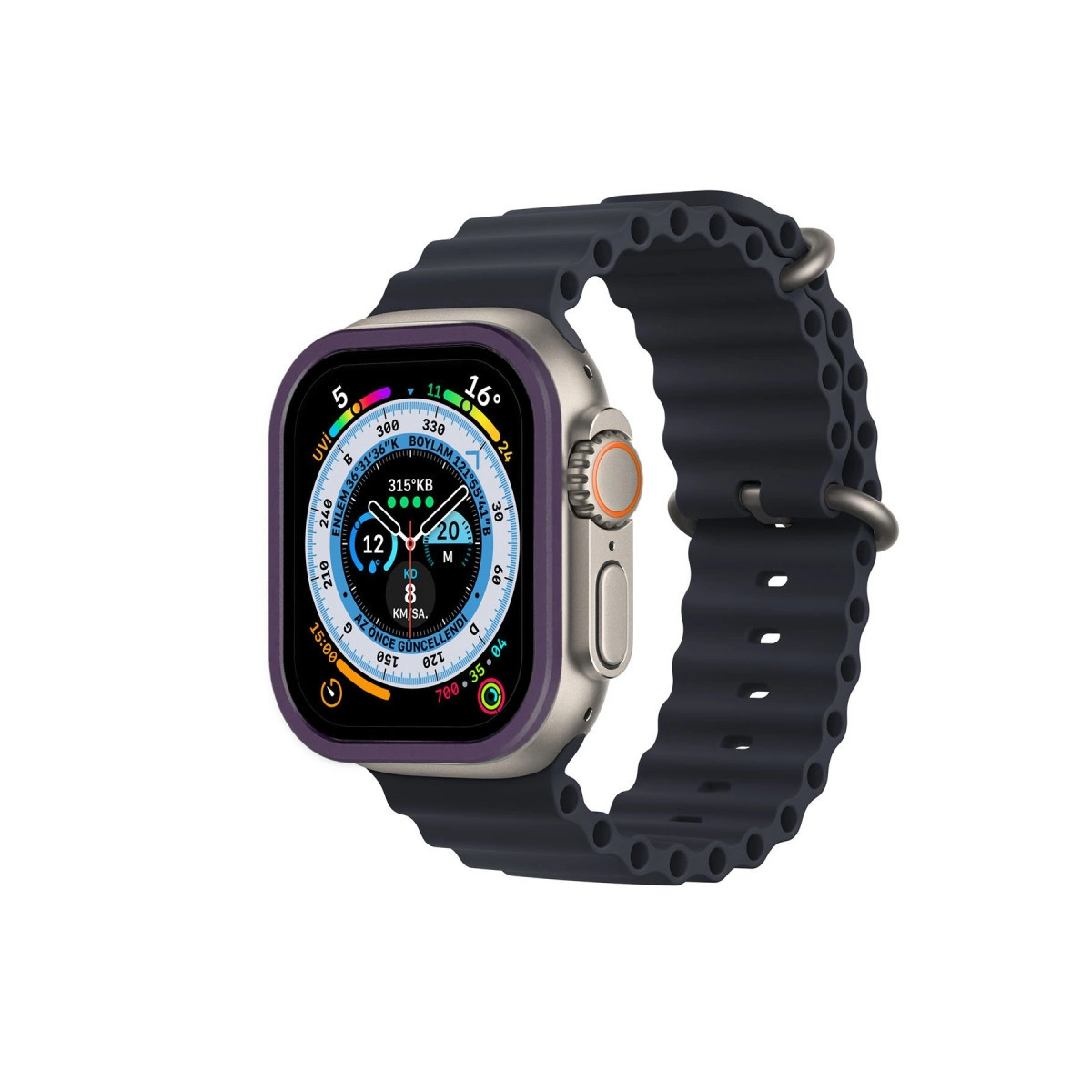 Evimdeyokyok Apple Watch Ultra 49Mm Alüminyum Kasa Cam Ekran Koruyucu - Mor