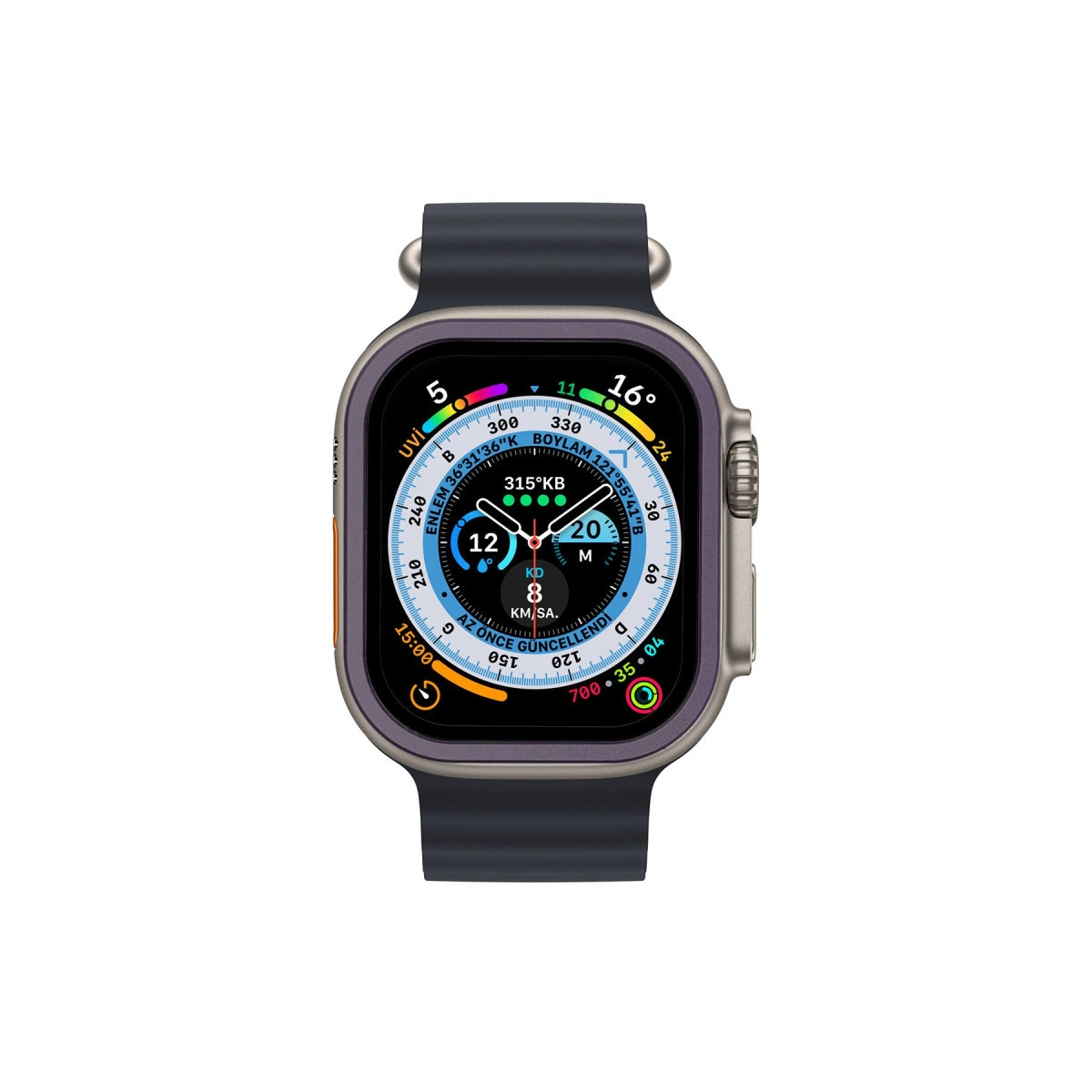 Evimdeyokyok Apple Watch Ultra 49Mm Alüminyum Kasa Cam Ekran Koruyucu - Mor