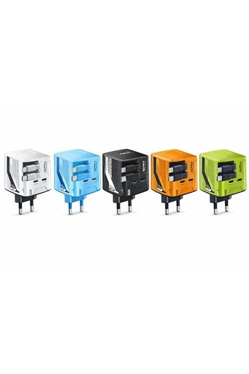 Evimdeyokyok Gan+ Pd 40W Hızlı Şarj Adaptörü Çoklu Çıkış Usb-C Lightning Kablolu Hızlı Şarj Cihazı Ev Ofis Uyumlu Turuncu