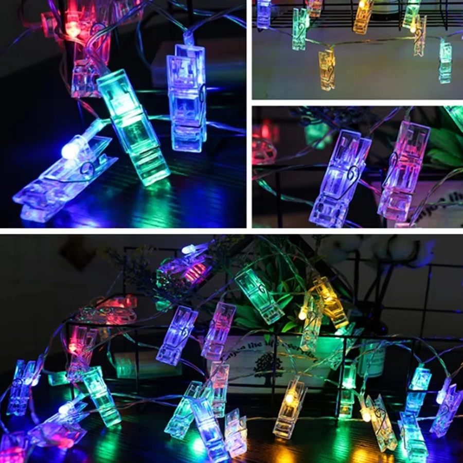 Evimdeyokyok Gd972 Şerit Pilli Aydınlatma 2 Metre 10 Adet Rgb Mandal Led