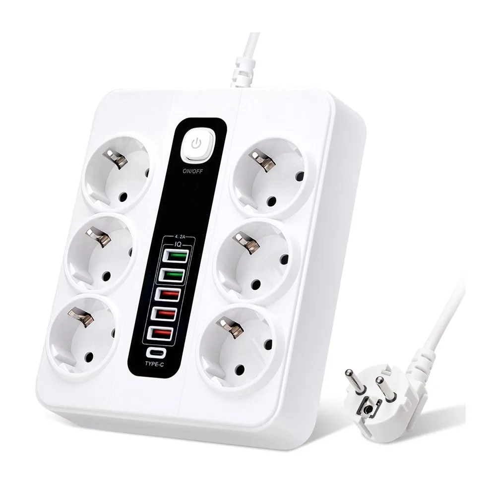 Evimdeyokyok Hp-H04 3000W 10Amper 6’Lı 2Metre Uzatma Kablolu Çoklu Termal Akım Priz
