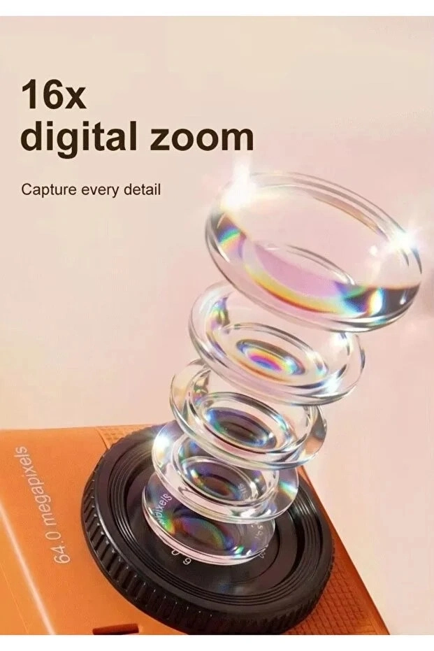 Evimdeyokyok Mini Dijital Kamera 64Mp 16X Digital Zoom Retro Vintage 1.4’’Ekranlı Video Kamera Taşınabilir Tasarı