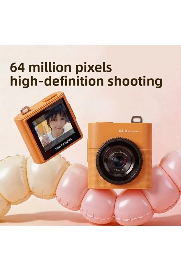 Evimdeyokyok Mini Dijital Kamera 64Mp 16X Digital Zoom Retro Vintage 1.4’’Ekranlı Video Kamera Taşınabilir Tasarı