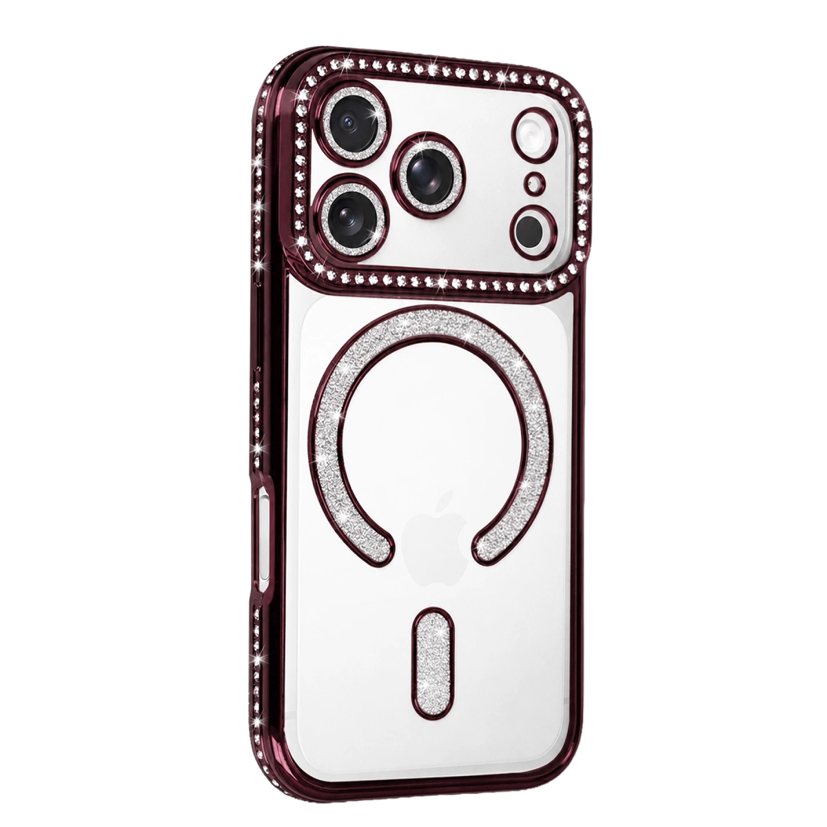 Evimdeyokyok Newface Apple İphone 18 Pro Joke Simli Magneticsafe Kılıf - Bordo