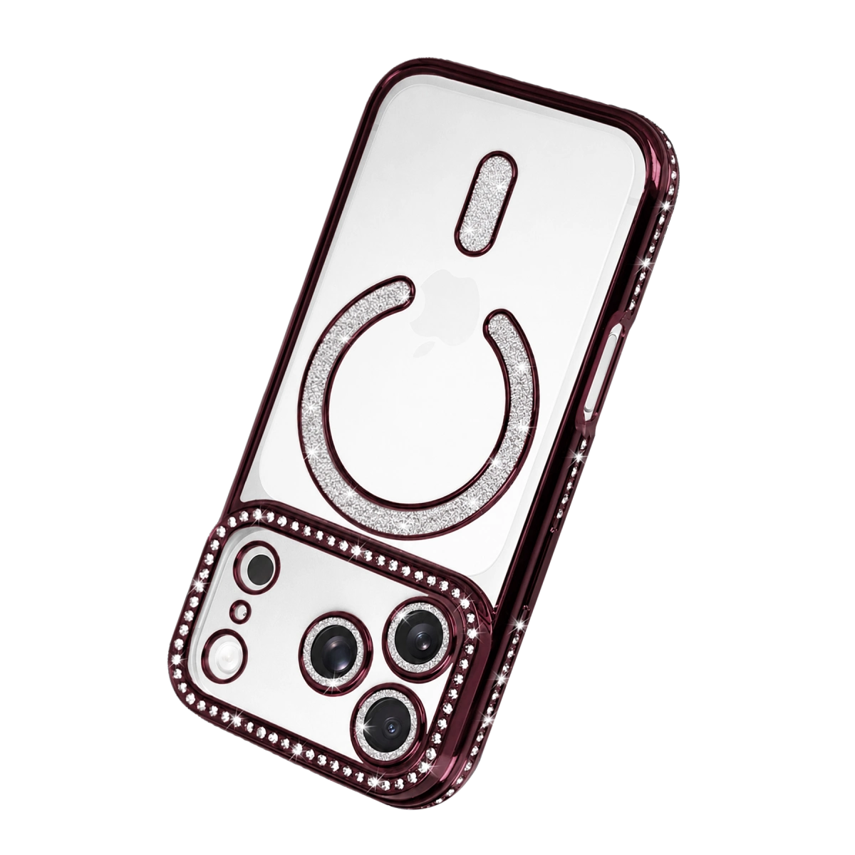 Evimdeyokyok Newface Apple İphone 18 Pro Joke Simli Magneticsafe Kılıf - Bordo