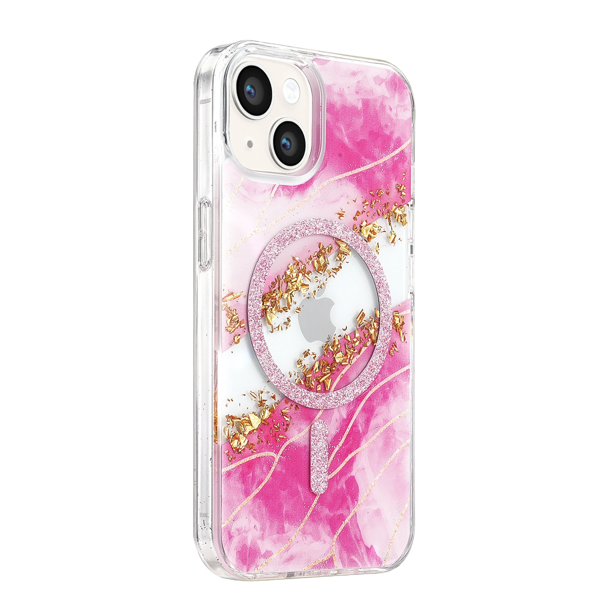 Evimdeyokyok Onegif Apple İphone 14 Lotus Simli Magsafe Kapak - Pembe