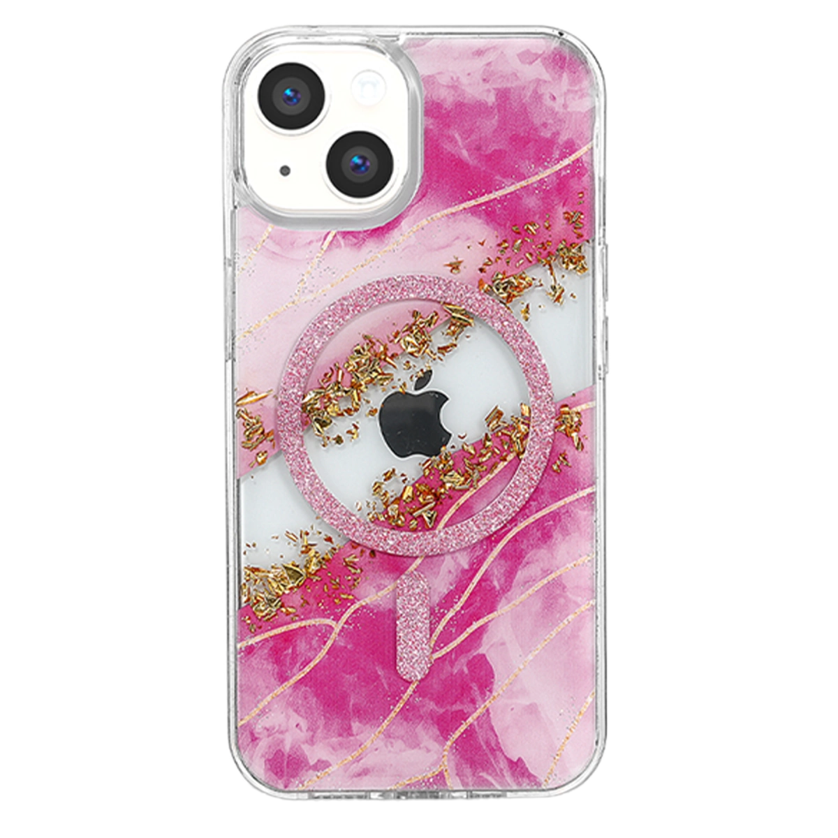 Evimdeyokyok Onegif Apple İphone 14 Lotus Simli Magsafe Kapak - Pembe