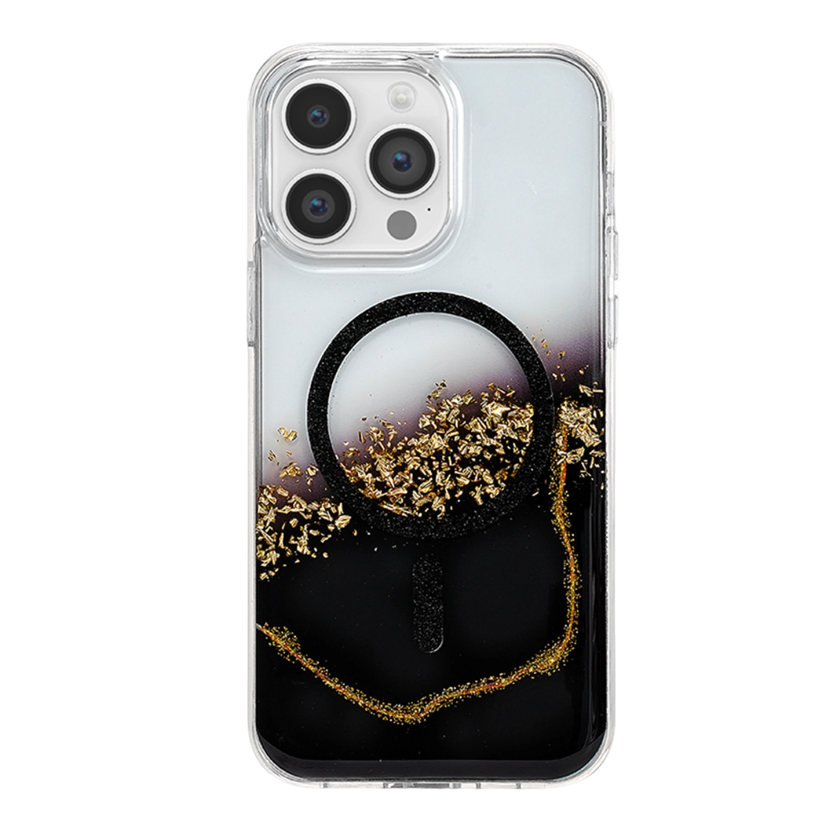 Evimdeyokyok Onegif Apple İphone 15 Pro Max Lotus Simli Magsafe Kapak - Siyah