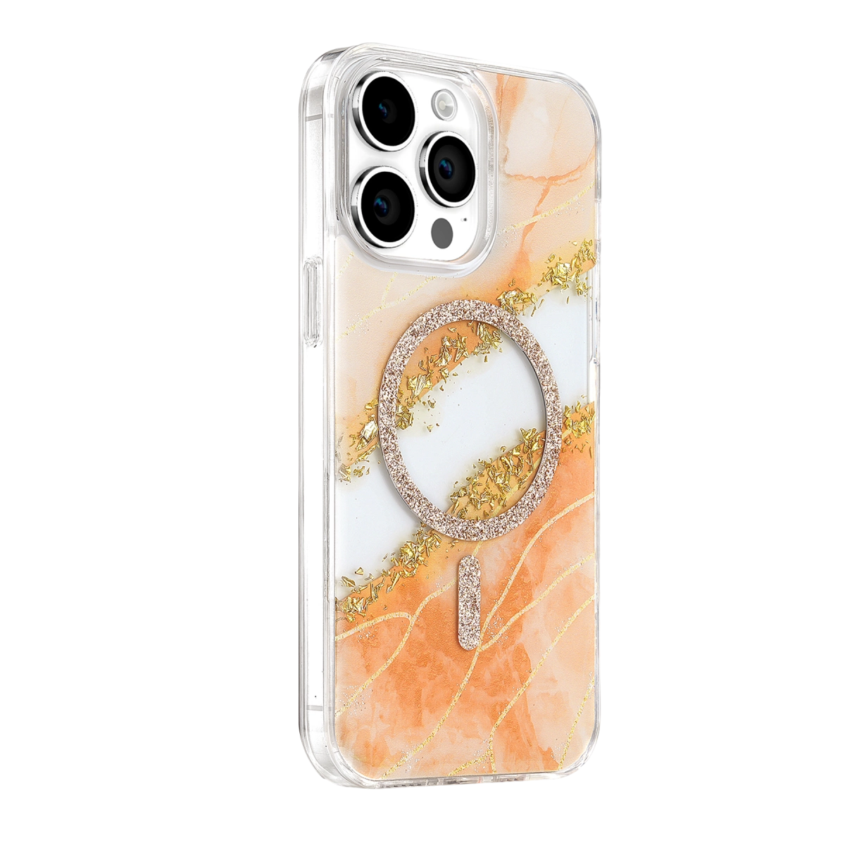 Evimdeyokyok Onegif Apple İphone 15 Pro Max Lotus Simli Magsafe Kapak - Turuncu