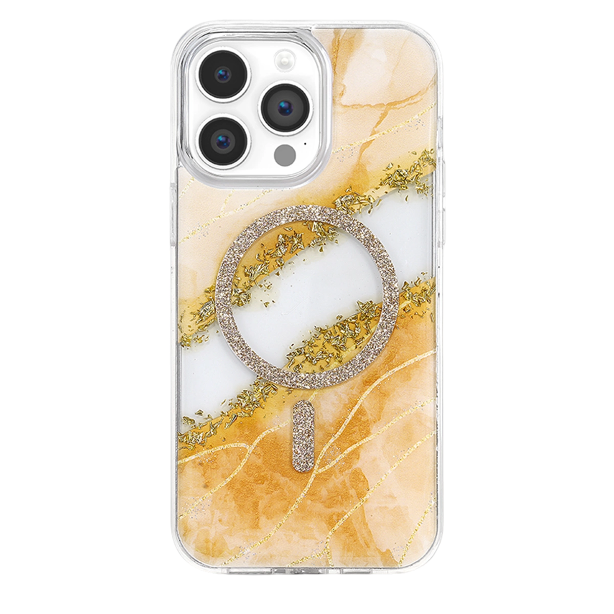 Evimdeyokyok Onegif Apple İphone 15 Pro Max Lotus Simli Magsafe Kapak - Turuncu
