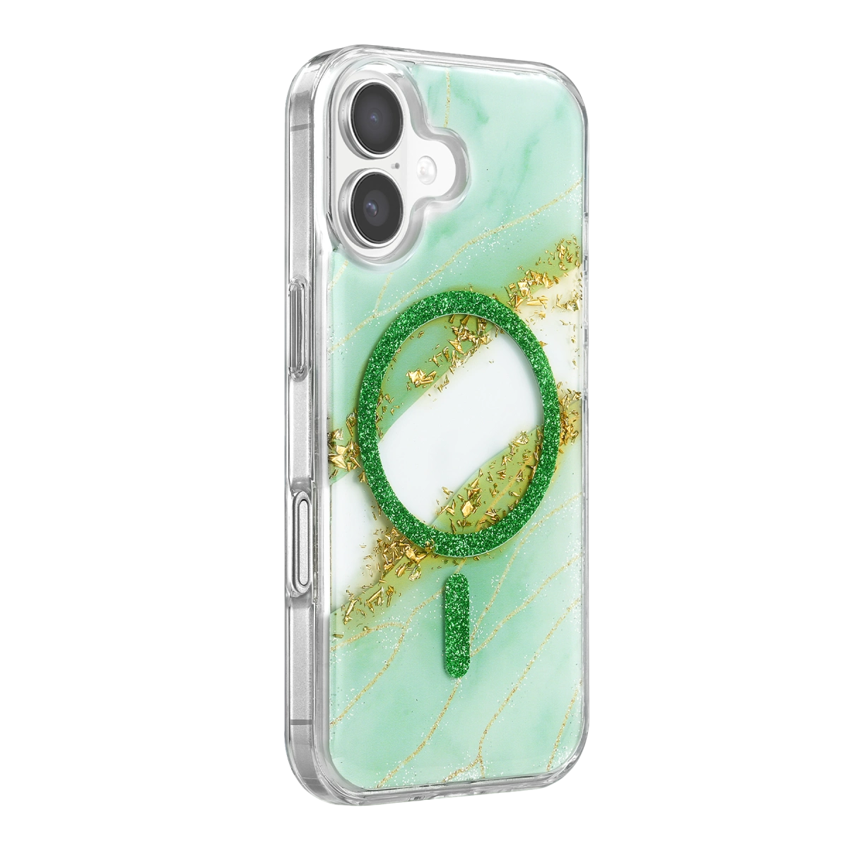 Evimdeyokyok Onegif Apple İphone 16 Lotus Simli Magsafe Kapak - Yeşil