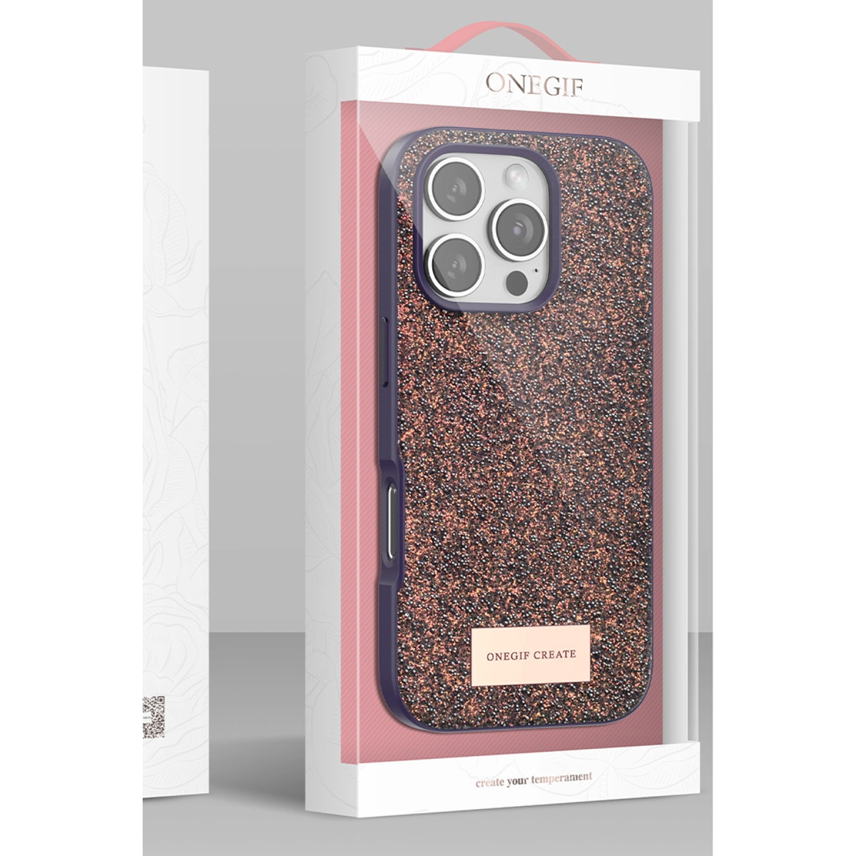 Evimdeyokyok Onegif Apple İphone 16 Pro Bright Simli Kapak - Siyah