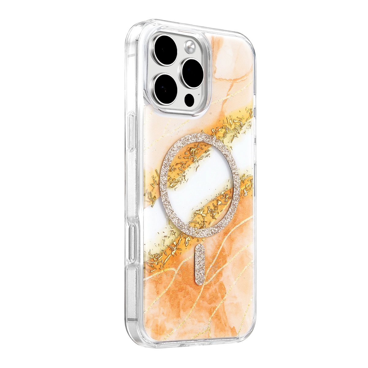 Evimdeyokyok Onegif Apple İphone 16 Pro Max Lotus Simli Magsafe Kapak - Turuncu