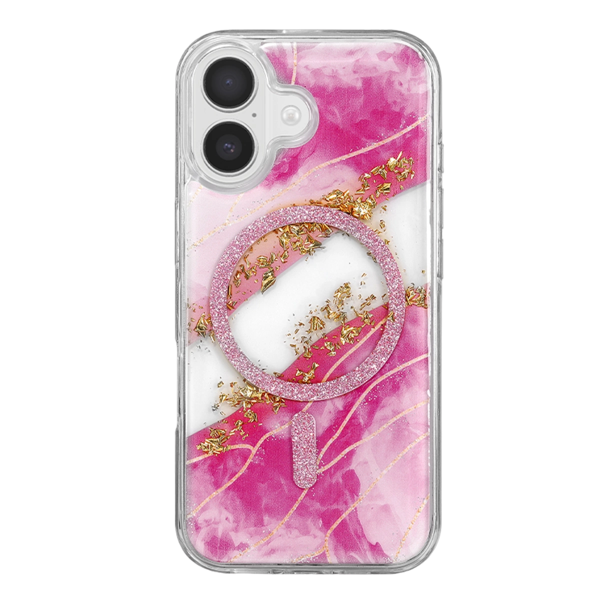 Evimdeyokyok Onegif Apple İphone 17 Lotus Simli Magsafe Kapak - Pembe