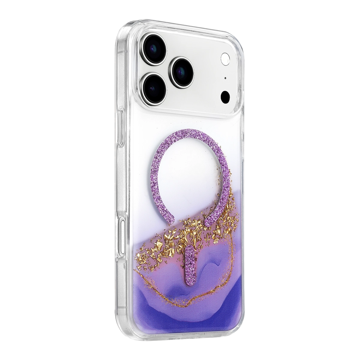 Evimdeyokyok Onegif Apple İphone 17 Pro Max/18 Pro Max Lotus Simli Magsafe Kapak - Mor