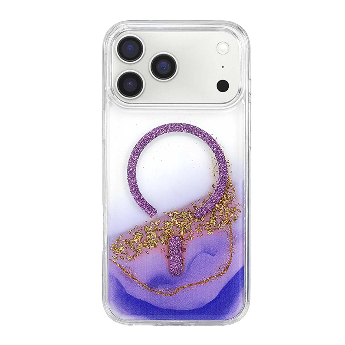 Evimdeyokyok Onegif Apple İphone 17 Pro Max/18 Pro Max Lotus Simli Magsafe Kapak - Mor