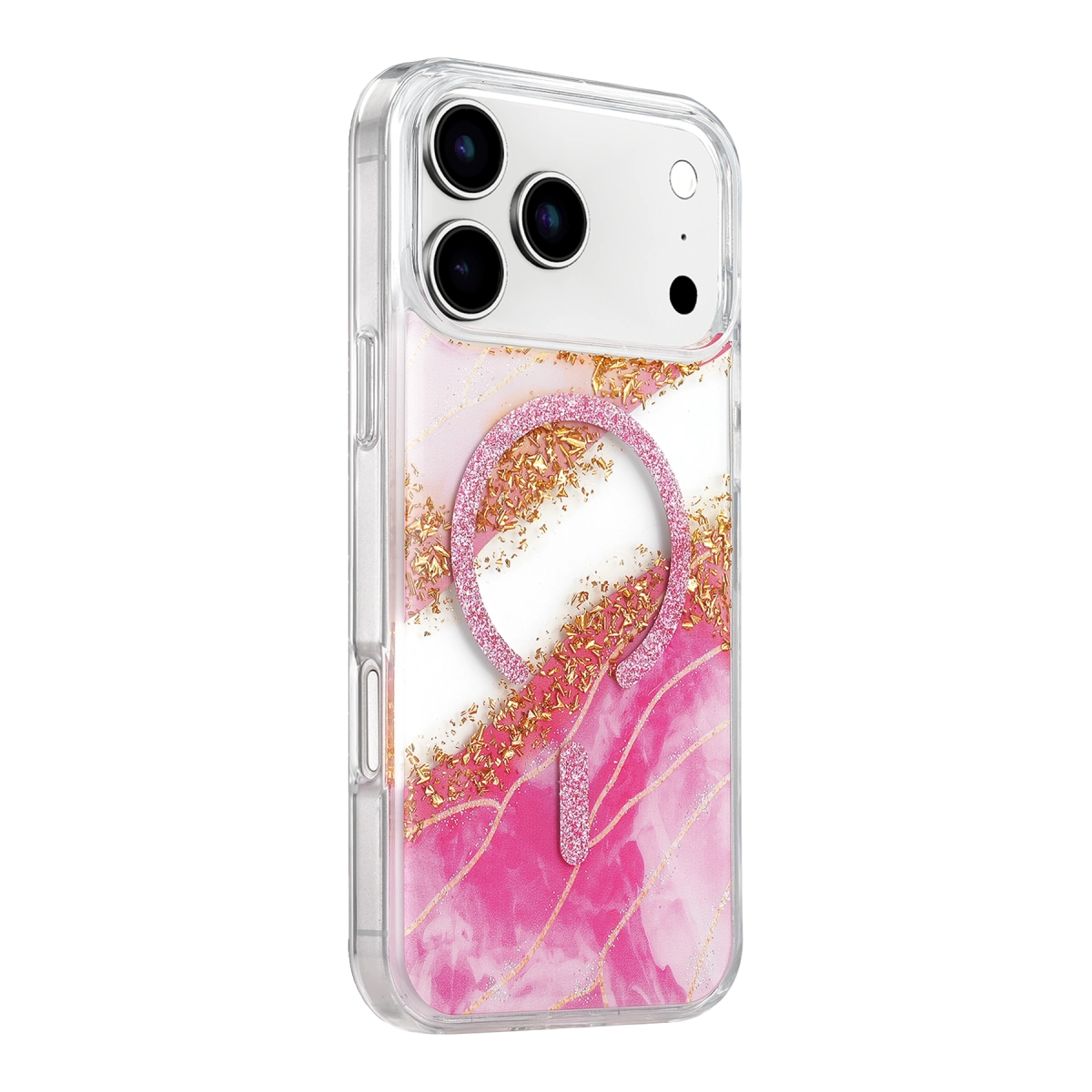 Evimdeyokyok Onegif Apple İphone 17 Pro Max/18 Pro Max Lotus Simli Magsafe Kapak - Pembe
