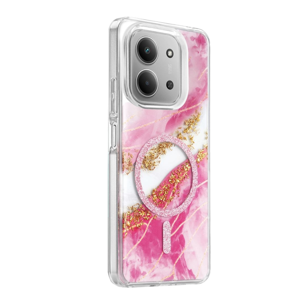 Evimdeyokyok Onegif Xiaomi Redmi 15C 4G Lotus Simli Magsafe Kapak - Pembe