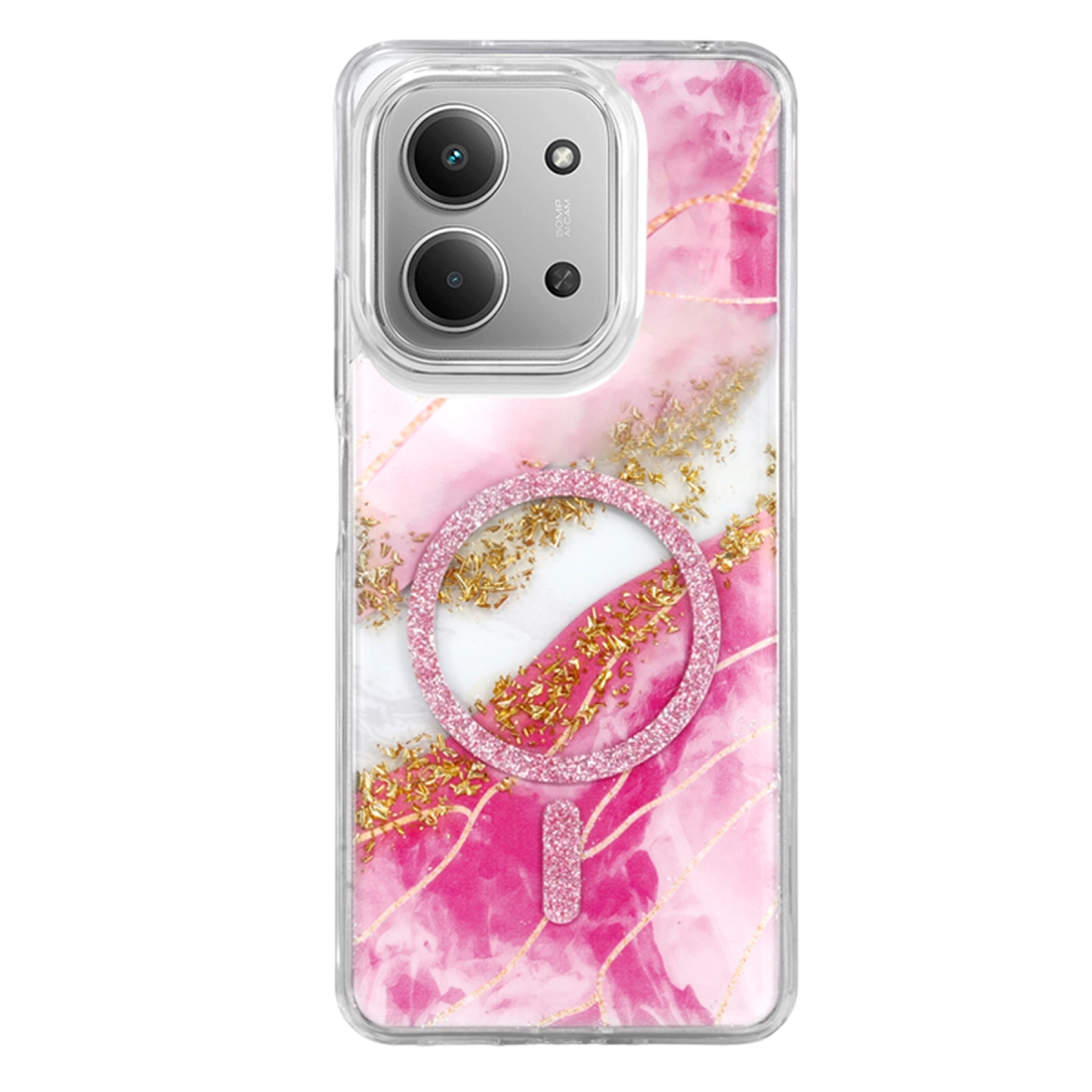 Evimdeyokyok Onegif Xiaomi Redmi 15C 4G Lotus Simli Magsafe Kapak - Pembe