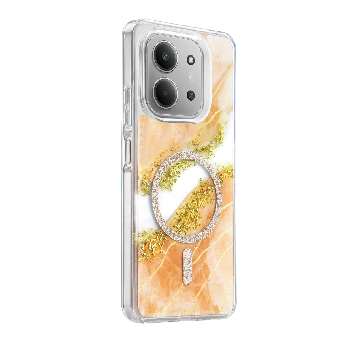 Evimdeyokyok Onegif Xiaomi Redmi 15C 4G Lotus Simli Magsafe Kapak - Turuncu