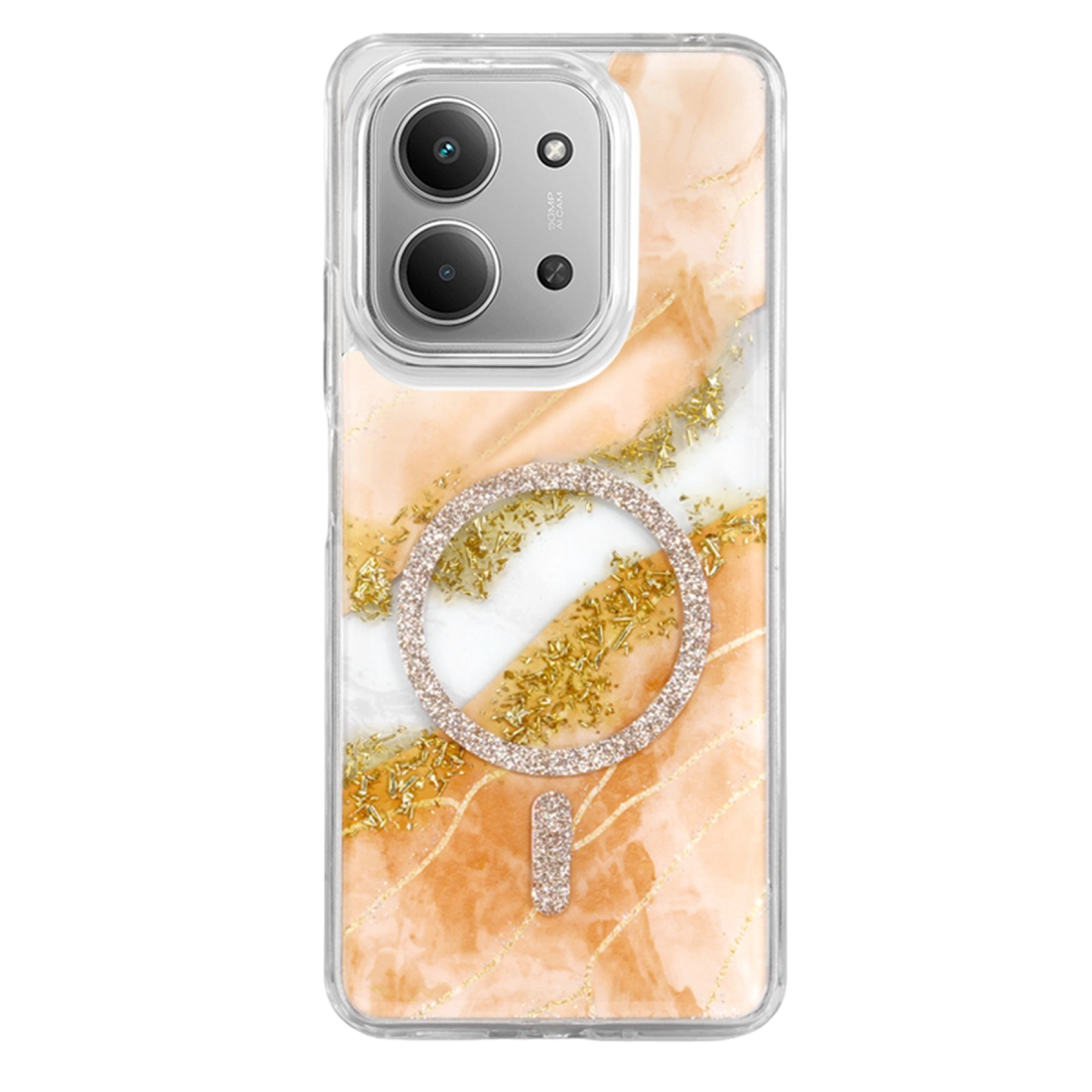 Evimdeyokyok Onegif Xiaomi Redmi 15C 4G Lotus Simli Magsafe Kapak - Turuncu