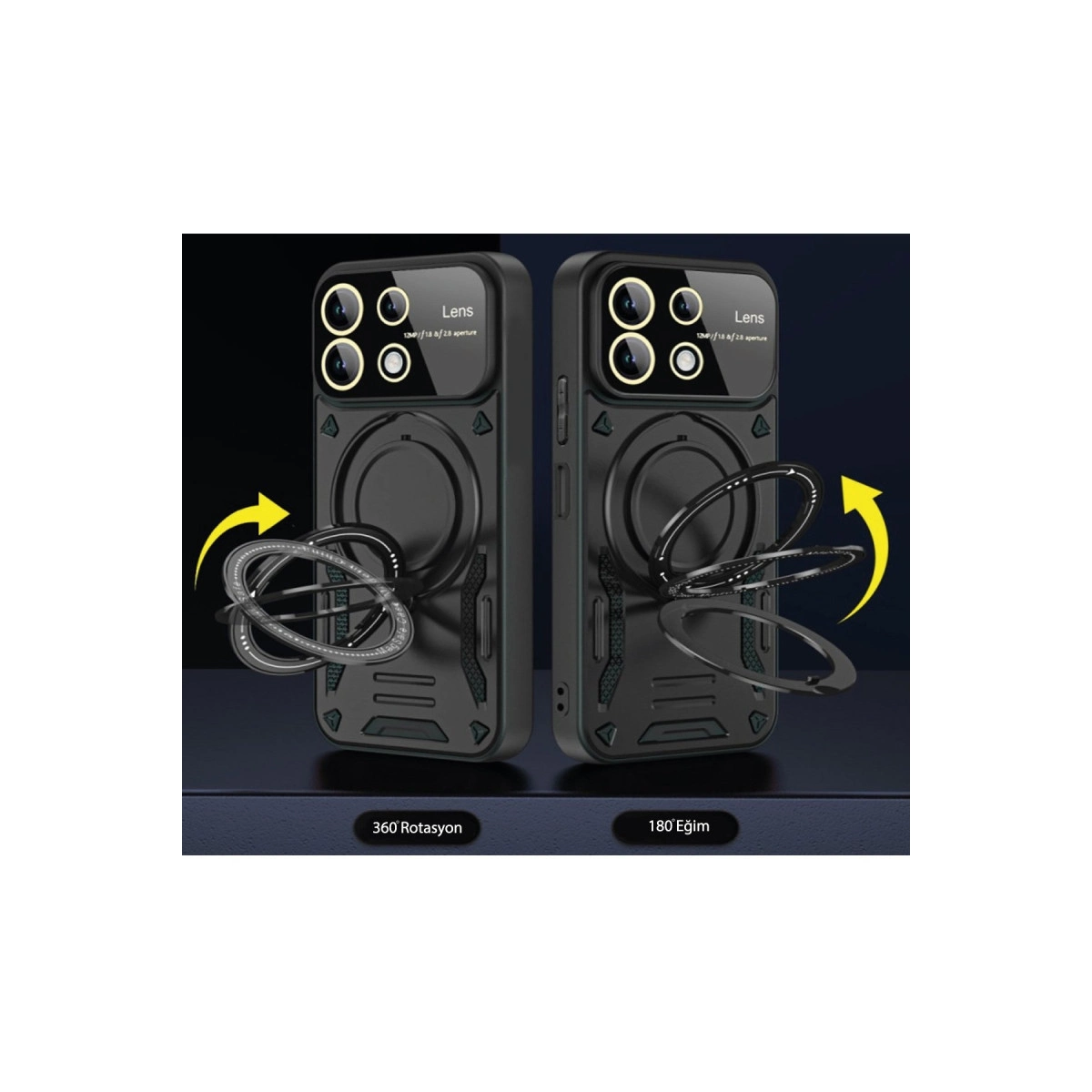 Evimdeyokyok Realme C55 Kılıf Joy Lens Standlı Kapak - Siyah