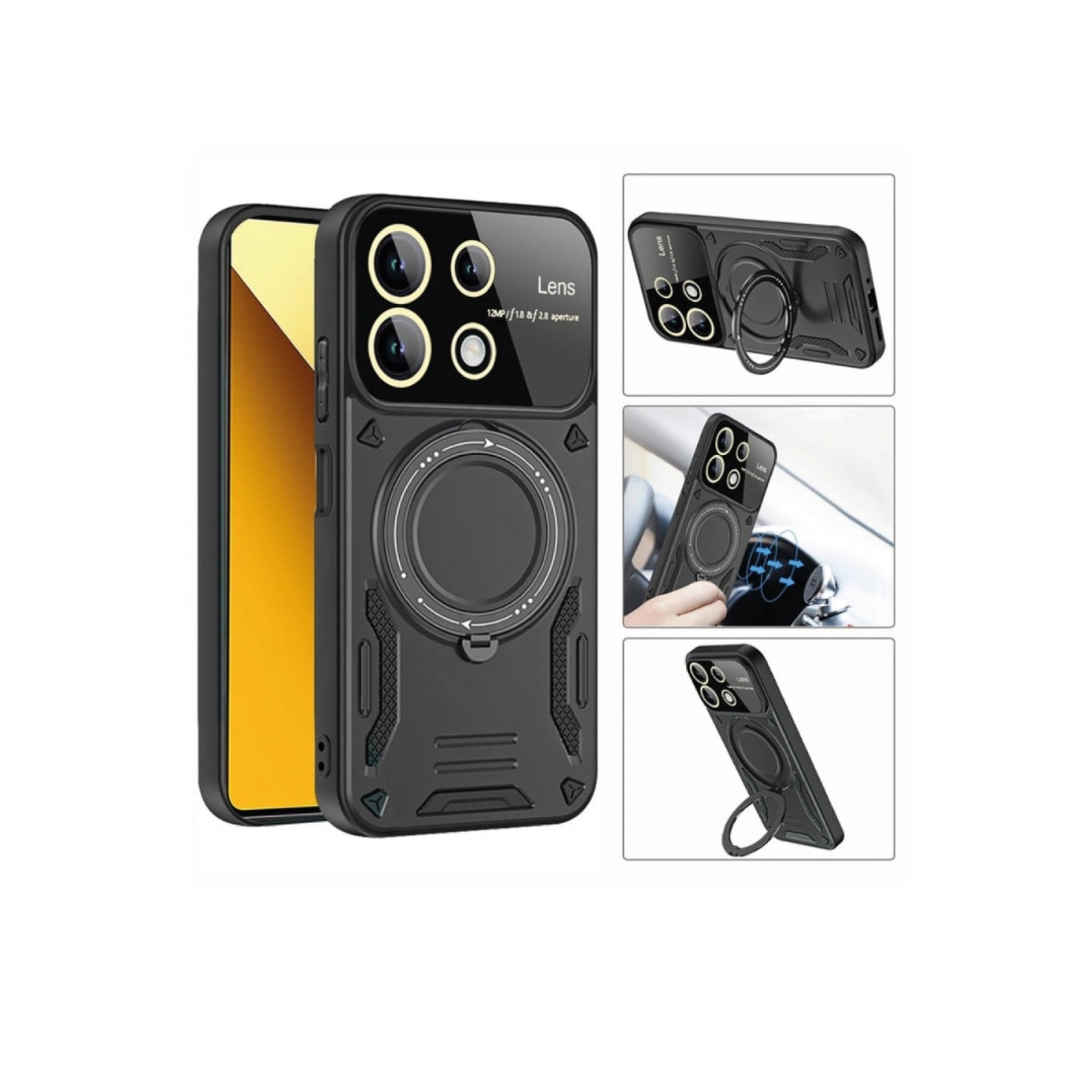 Evimdeyokyok Realme C55 Kılıf Joy Lens Standlı Kapak - Siyah