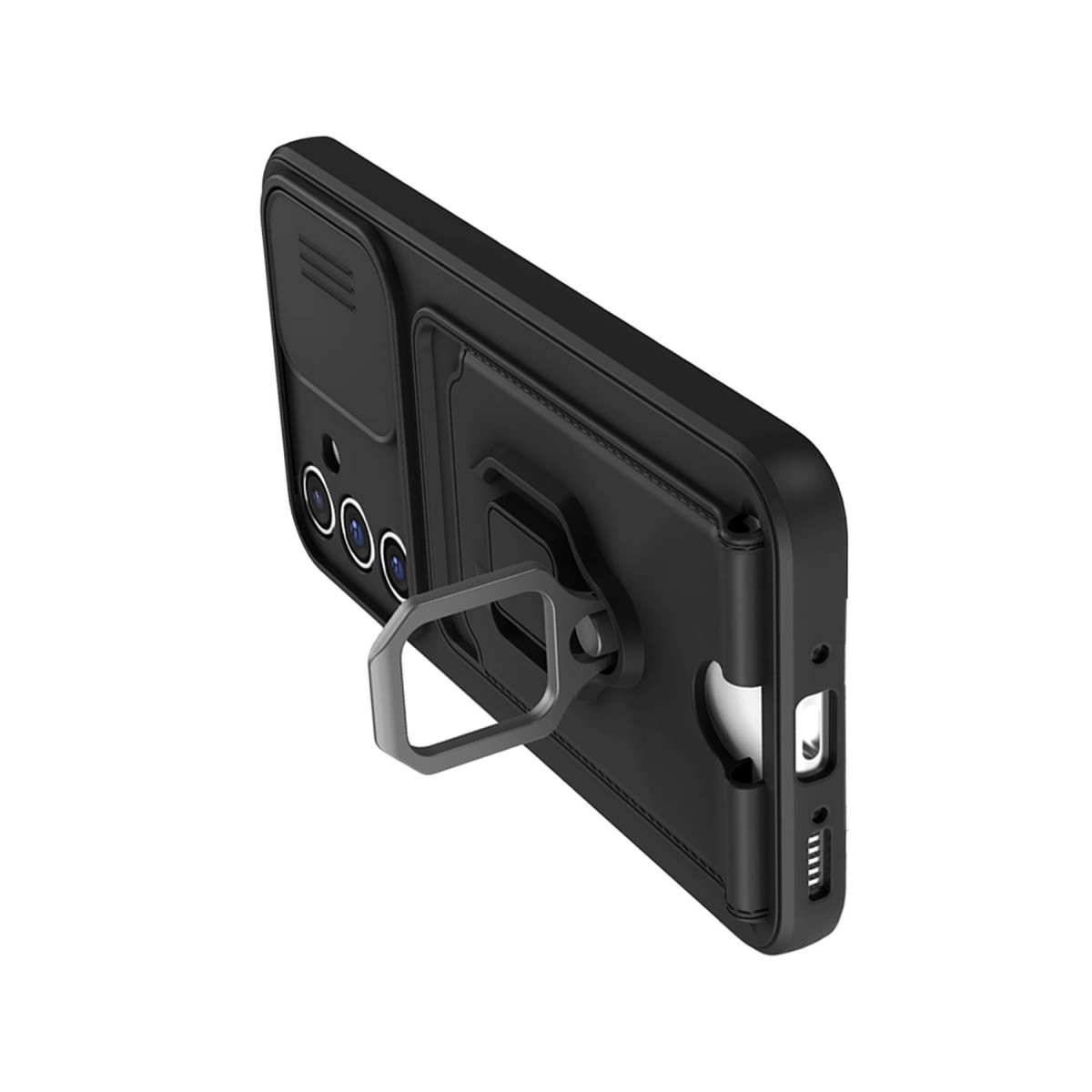 Evimdeyokyok Samsung Galaxy A34 5G Kılıf Zuma Kartvizitli Yüzüklü Silikon - Siyah
