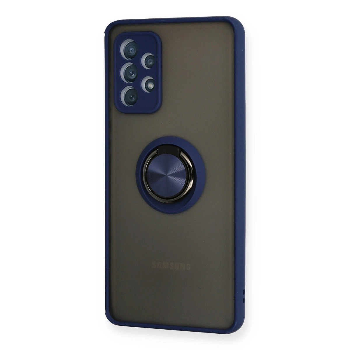 Evimdeyokyok Samsung Galaxy A72 Kılıf Montreal Yüzüklü Silikon Kapak - Lacivert