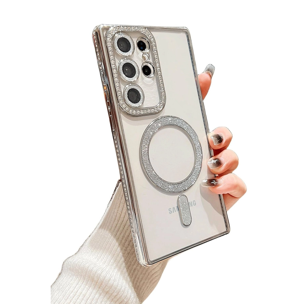 Evimdeyokyok Samsung Galaxy S24 Ultra Kılıf Joke Simli Magneticsafe Kılıf - Lacivert