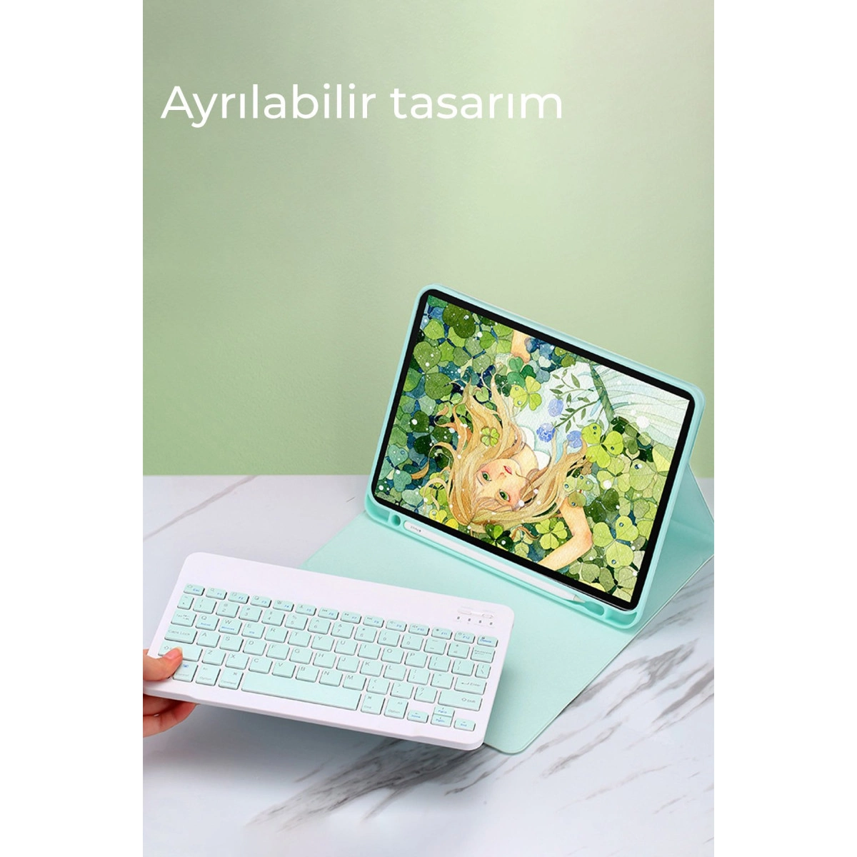 Evimdeyokyok Samsung Galaxy X200 Tab A8 10.5 Kılıf Kc01 Smart Klavyeli Tablet Kılıfı - Siyah
