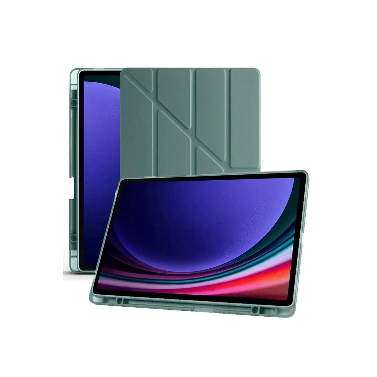 Evimdeyokyok Samsung Galaxy X510 Tab S9 Fe 11 Kılıf Kalemlikli Mars Tablet Kılıfı - Koyu Yeşil