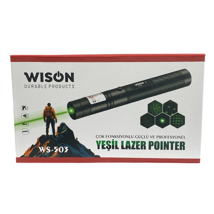 Evimdeyokyok Wison Ws-503 100Mw Desen Başlıklı Şarjlı Yeşil Lazer Pointer