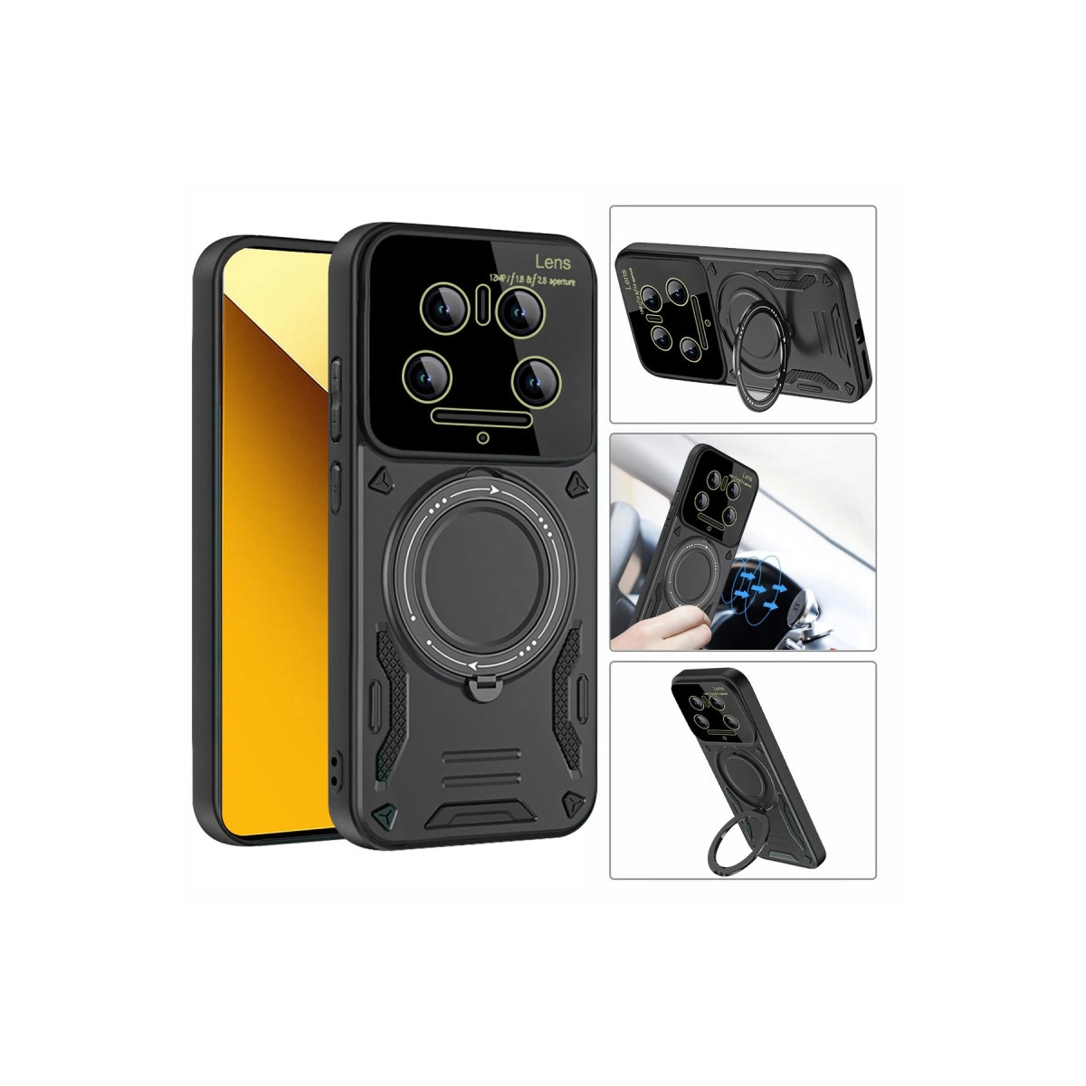 Evimdeyokyok Xiaomi Mi 14 Ultra Kılıf Joy Lens Standlı Kapak - Koyu Yeşil