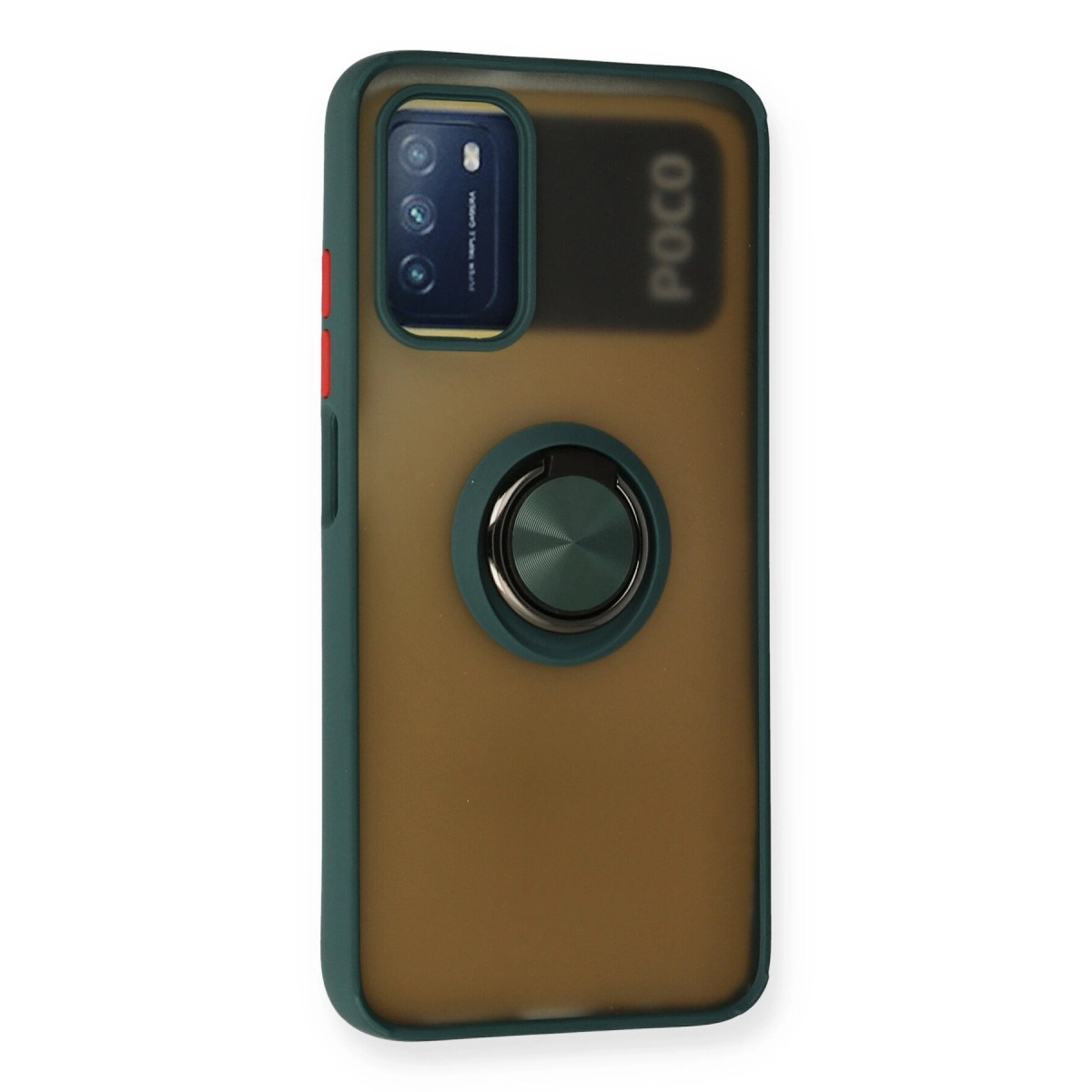 Evimdeyokyok Xiaomi Redmi 9T Kılıf Montreal Yüzüklü Silikon Kapak - Yeşil