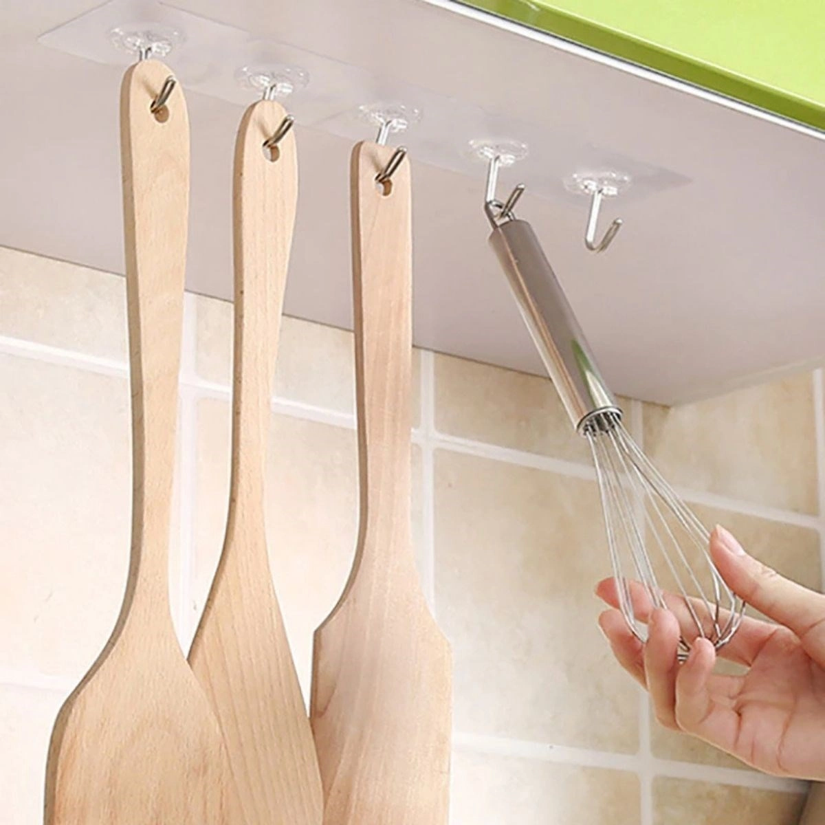 10'Lu Şeffaf Kendinden Yapışkanlı Güçlü Askı Kancası, Banyo Mutfak Organizer, İz ...
