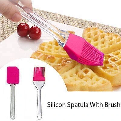 2'Li Silikon Pasta - Börek - Poğaça Yağ Fırçası Ve Spatula Seti