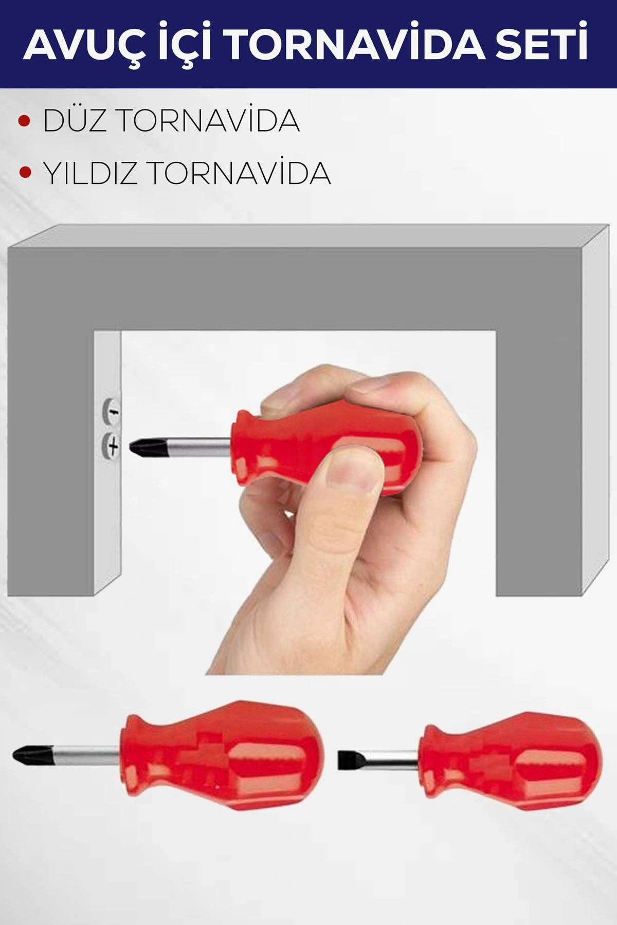 2 Li Avuç Içi Tornavida Seti Düz Yıldız