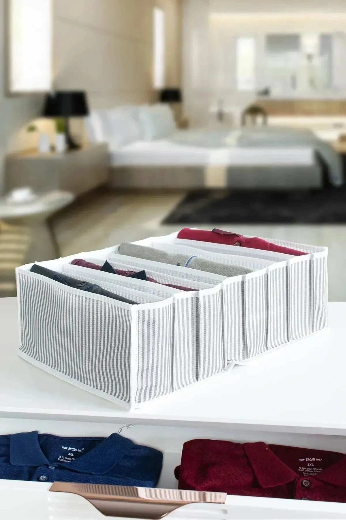8 Bölmeli Xl Pratik Bölmeli Çekmece Düzenleyici Organizer(İç Çamaşırı Kravat Çorap Düzenleyici)