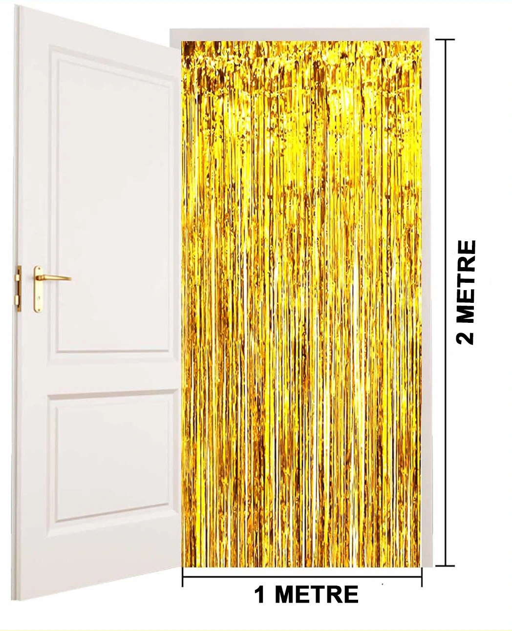 Altın Gold Renk Ekstra Metalize Parlak Saçaklı Arka Fon Perde İthal A Kalite 1X2 Metre