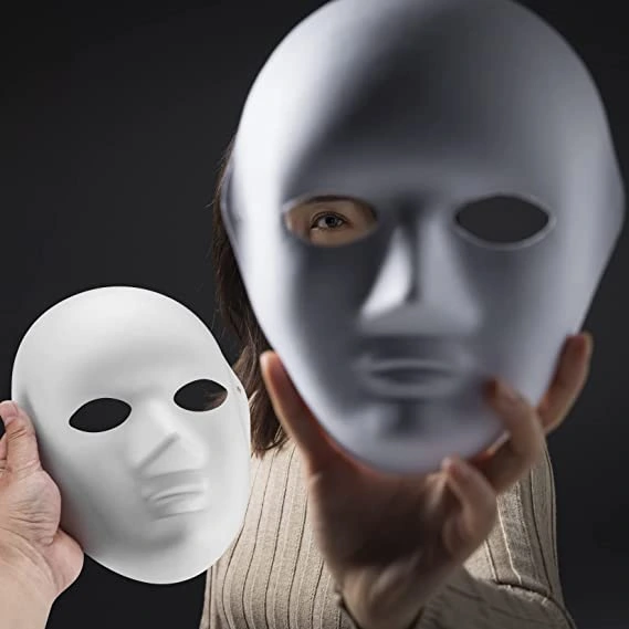 Beyaz Renk Boyanabilir Anonim Tam Yüz Cosplay Maske 24X18 Cm