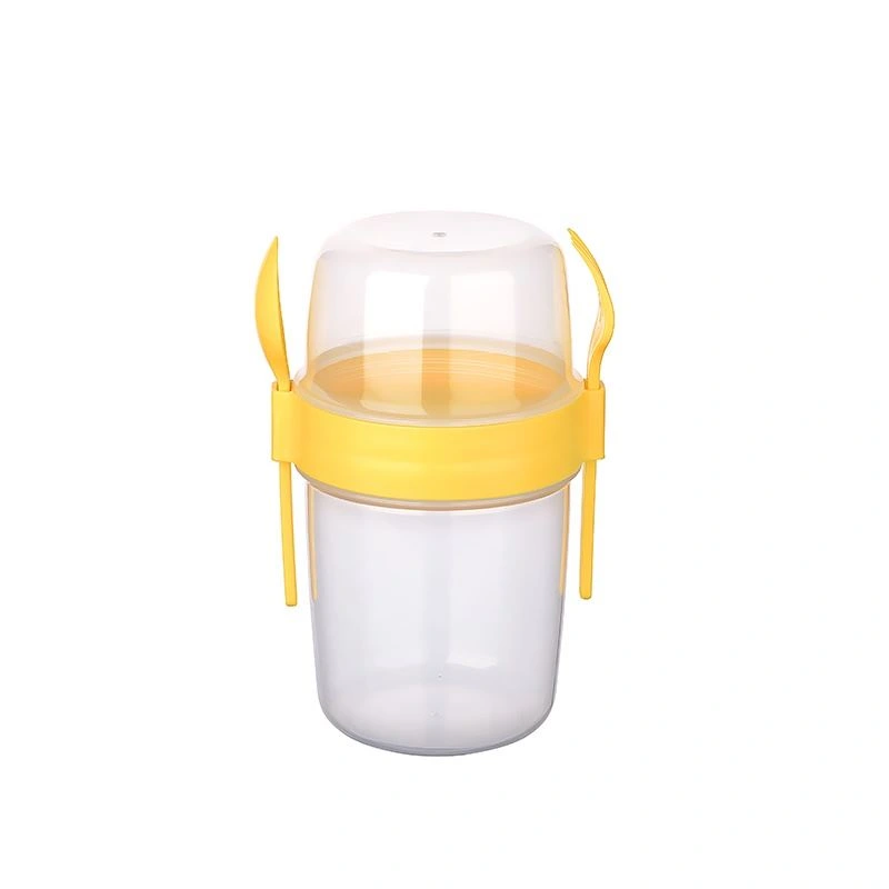 Çift Hazneli - Çatal Kaşıklı Portatif Müsli -Atıştırmalık Kabı 800 Ml