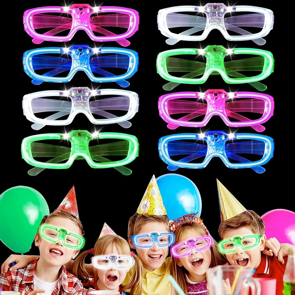 Neon Işıklı Parti Gözlüğü Pilli – 12’Li Paket 5 Renk