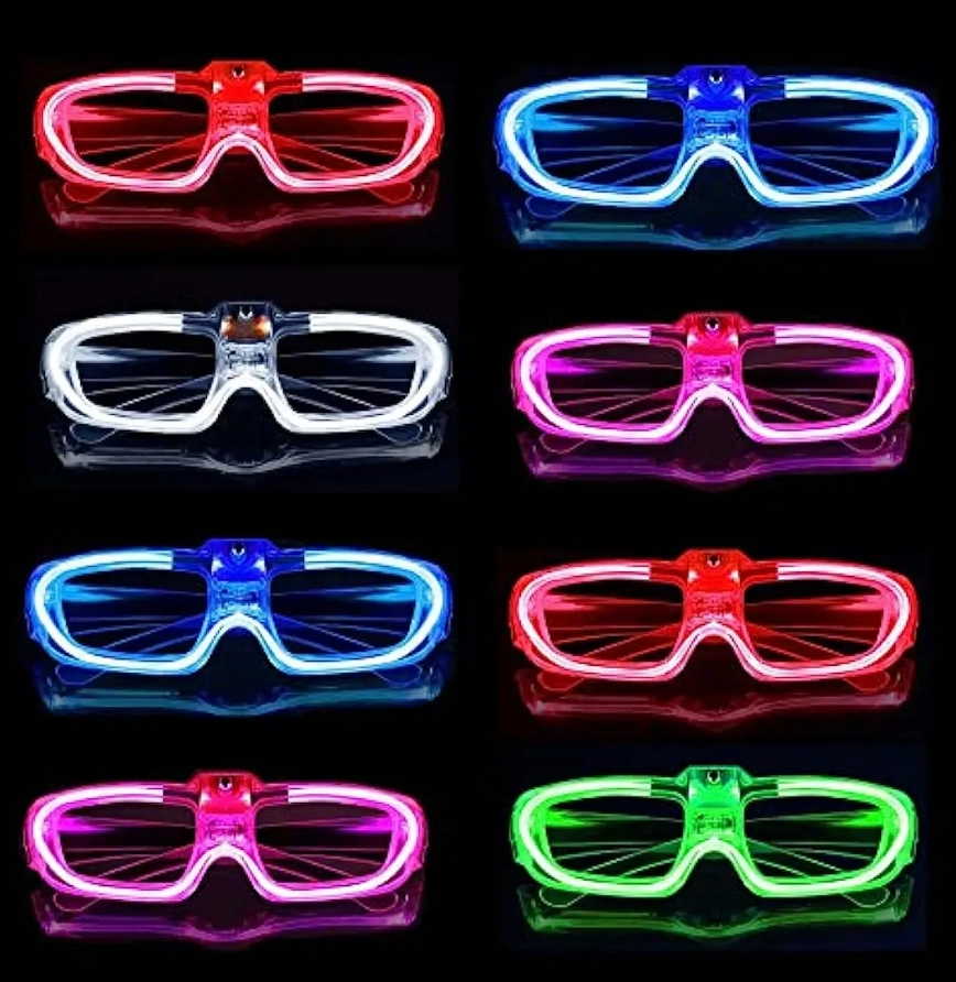 Neon Işıklı Parti Gözlüğü Pilli – 12’Li Paket 5 Renk