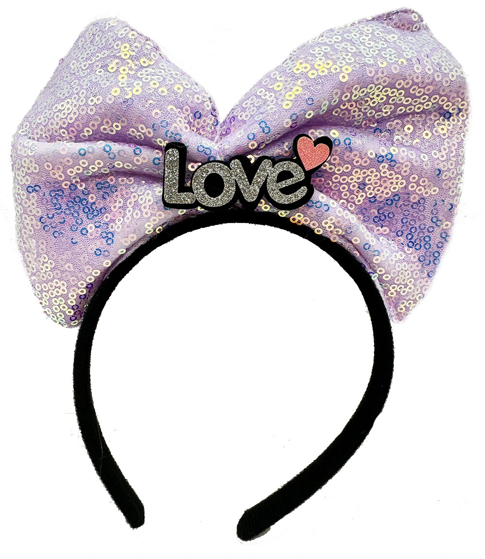 Led Işıklı 3 Farklı Fonksiyonda Yanan Gümüş Love Yazılı Lila Fiyonk Taç 20X17 Cm