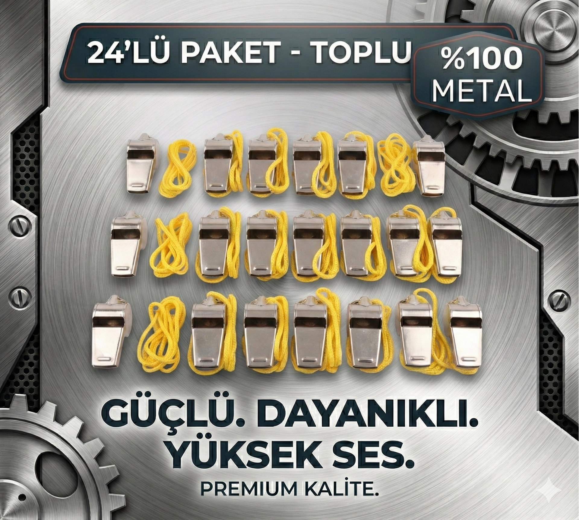 Metal Ipli Hakem Ve Deprem Düdüğü (24 Lü)