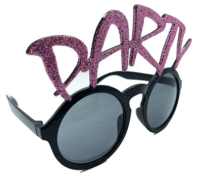Party Yazılı Simli Pembe Renk Parti Gözlüğü 15X7 Cm