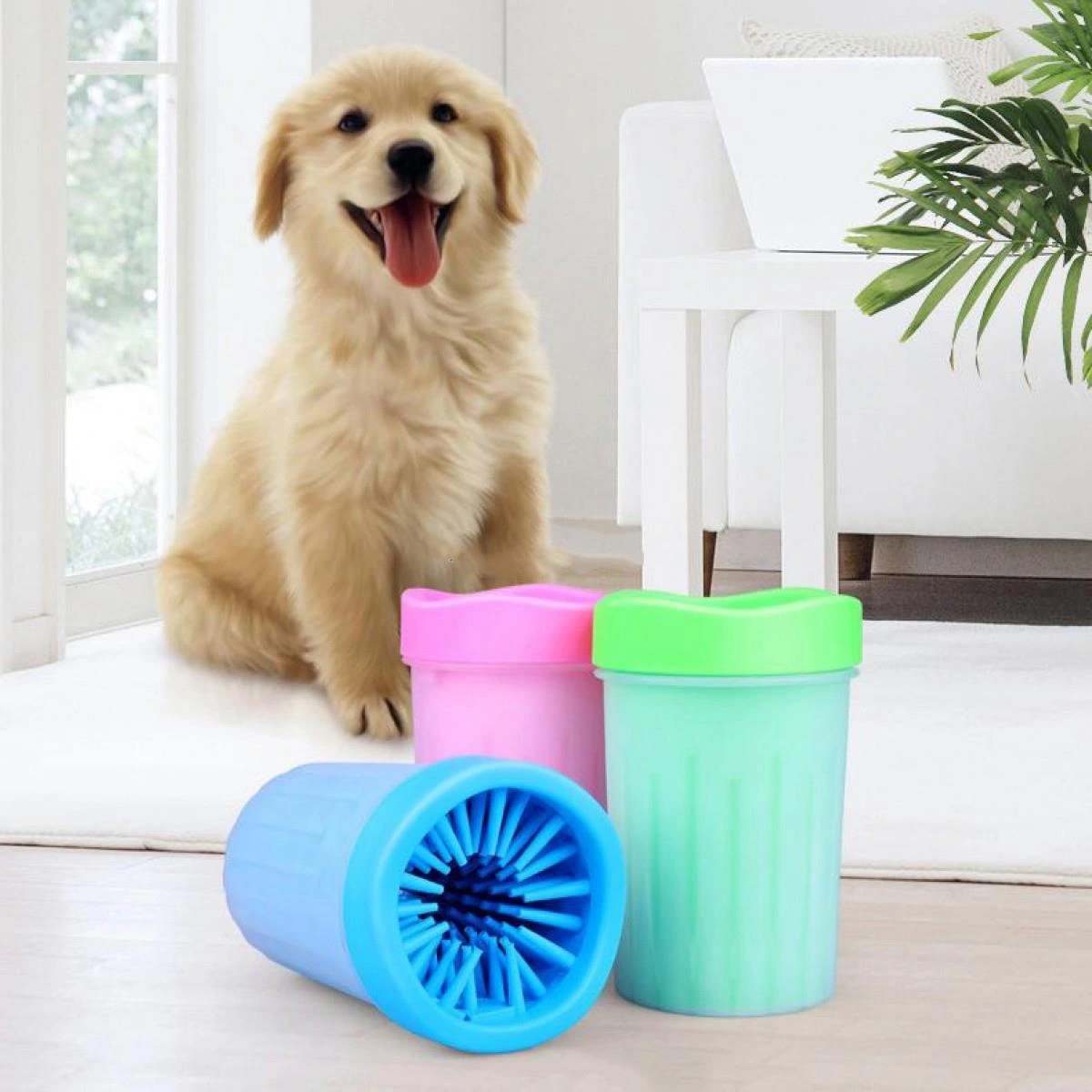 Pati Ayak Yıkama Kovası Silikon Jel Fırçalı Kedi Köpek (Küçük)